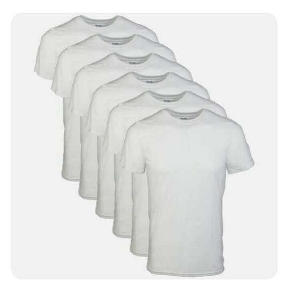 6 Pack Men's 2XL Gildan White Crew Neck Tee Shirts 100% Cotton Style G1100 - Picture 1 of 4